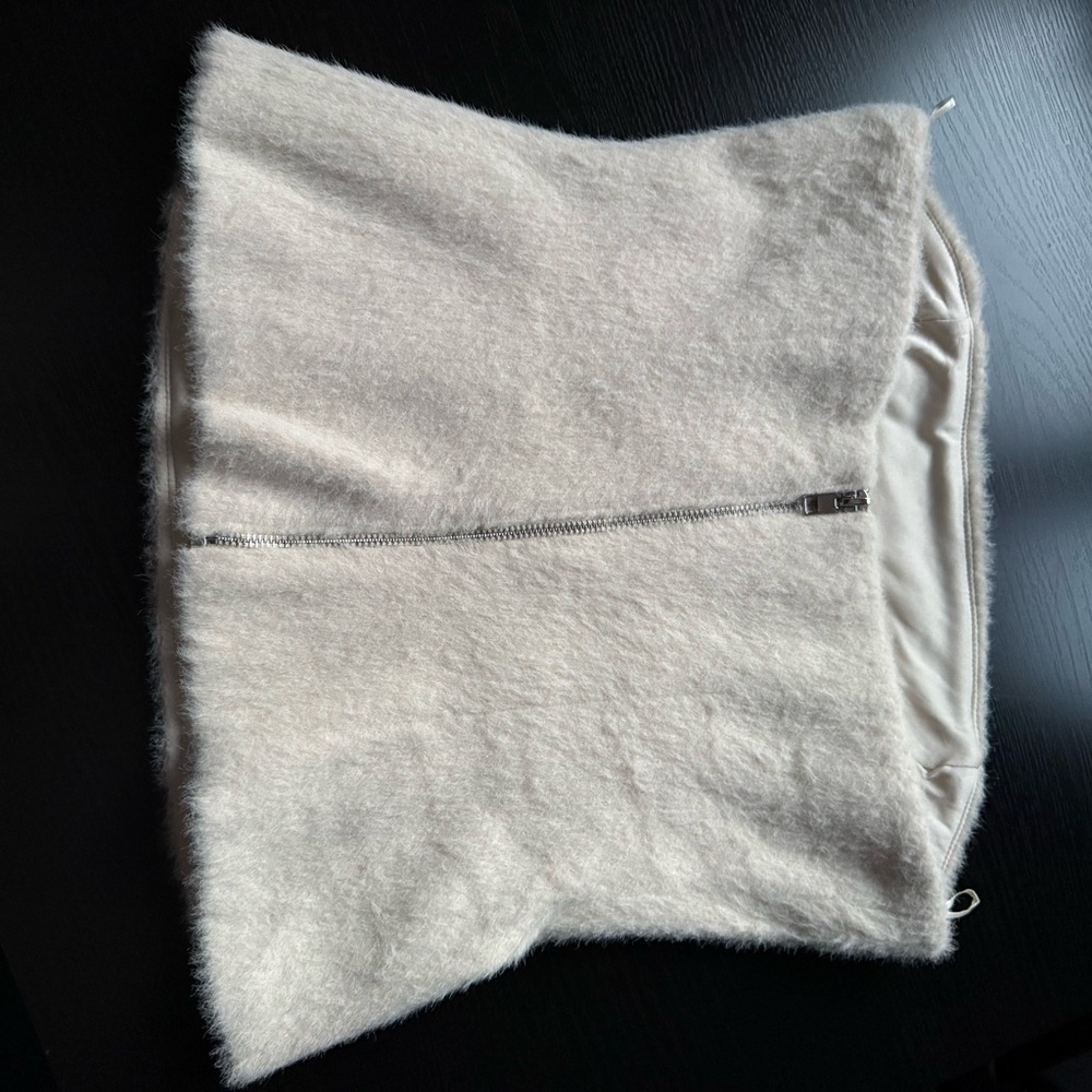 Zara Strapless Tube Top M Beige Fuzzy Teddy Faux Fur Y2K Going Out Top - Picture 4 of 5